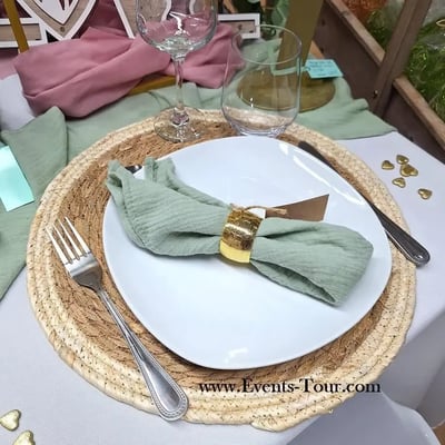 Boutique pas de calais location textile serviette de table tissu coton gaufree vert sauge