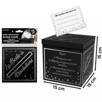 Br99a tirelire urne noire et argentee metallisee nouvel an boite a resolutions