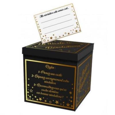 Br99d tirelire urne noire et doree or metallisee nouvel an boite a resolutions