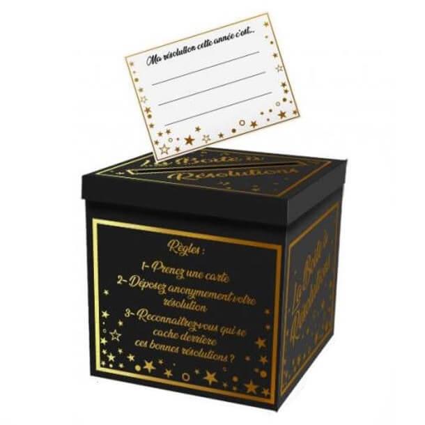 Br99d tirelire urne noire et doree or metallisee nouvel an boite a resolutions