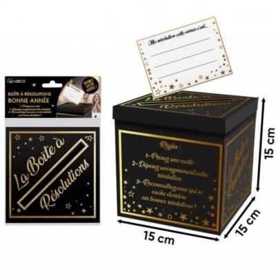 Br99d tirelire urne noire et doree or metallisee nouvel an boite a resolutions