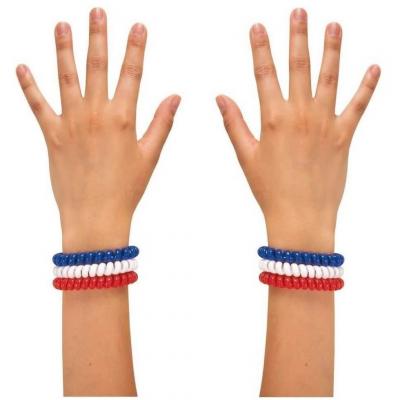 Bracelet spirale chouchou france tricolore bleu blanc rouge