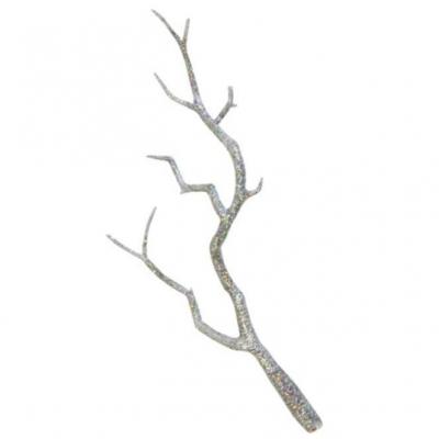 Branche pailletée argent 16cm (x5) REF/DEK0035