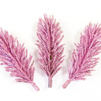 Branche sapin pailletée rose (x3) REF/DEC792