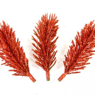 Branche sapin pailletée rouge (x3) REF/DEC792