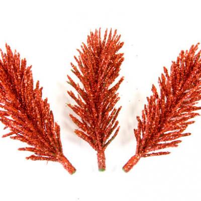 Branche sapin pailletee rouge