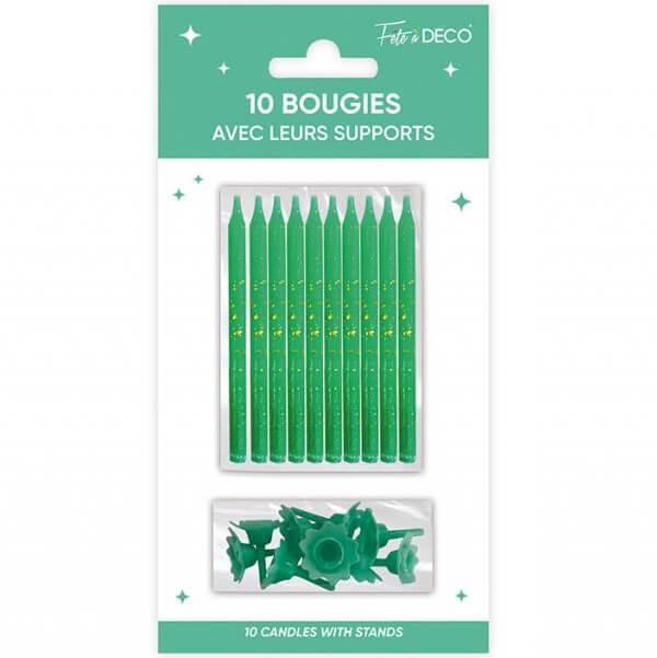 Bsp24 bougie anniversaire vert mint avec supports