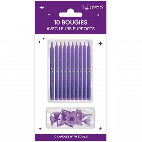 Bsp24vl bougie anniversaire avec supports violet astral