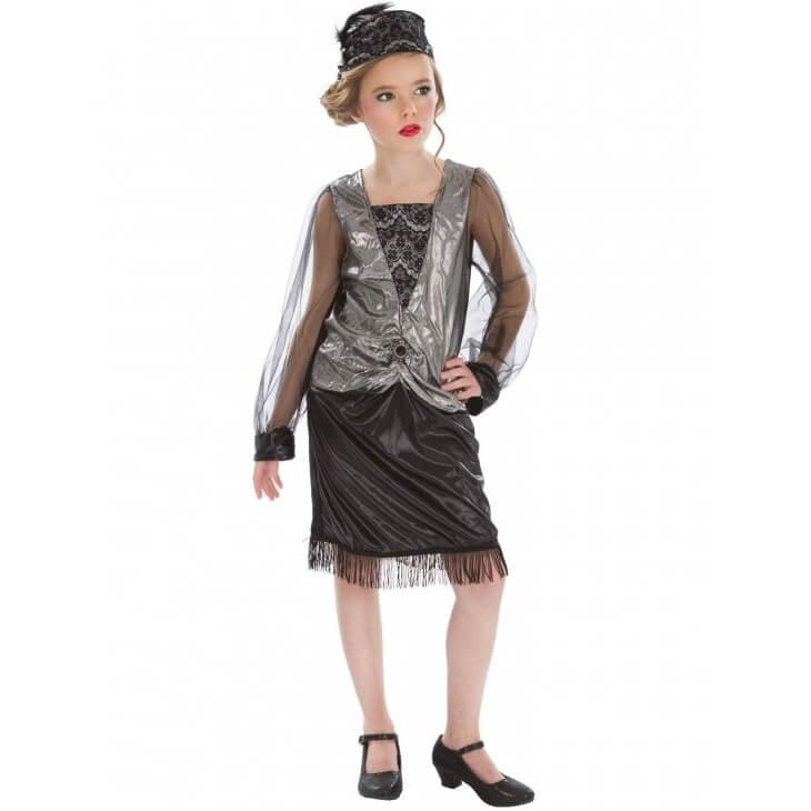 C4092 taille 116cm age 5 6 ans robe charleston noire