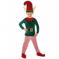 C4295 7 a 8 ans 128cm costume enfant noel lutin raye