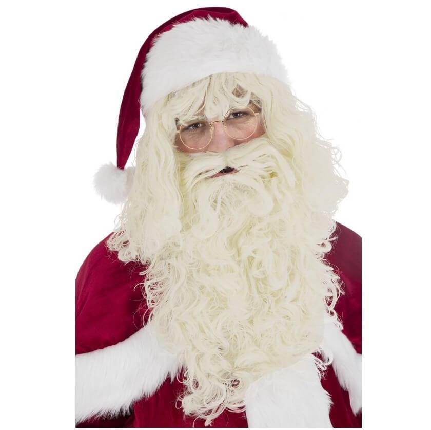 C4534 accessoire de deguisement perruque barbe pere noel naturel luxe