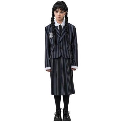 C4625 taille 140cm uniforme mercredi wednesday famille addams costume halloween fille