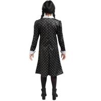 C4628 taille 140cm 9 a 10ans robe noire a motifs mercredi wednesday famille addams deguisement