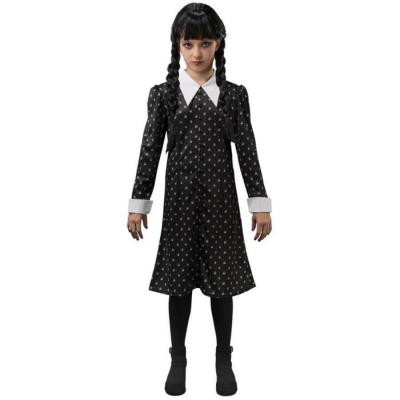 C4628 taille 164cm 13 a 14ans robe noire a motifs mercredi wednesday famille addams costume