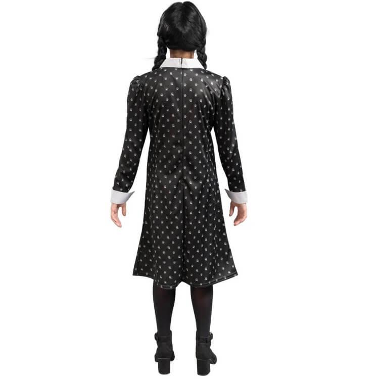 C4628 taille 164cm 13 a 14ans robe noire a motifs mercredi wednesday famille addams deguisement