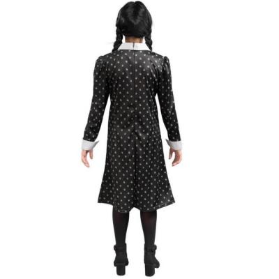 C4628 taille 164cm 13 a 14ans robe noire a motifs mercredi wednesday famille addams costume