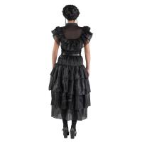 C4629 taille l robe de bal noire mercredi wednesday famille addams costume deguisement