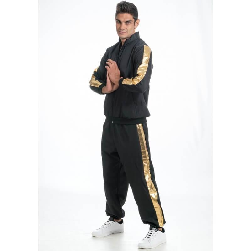 C4646 taille l adulte costume rappeur noir et dore or