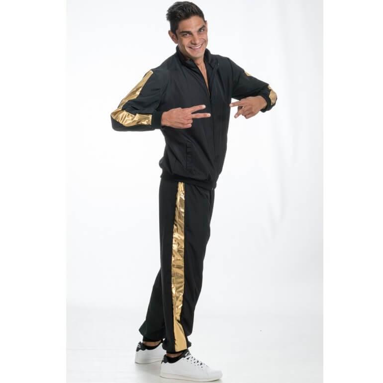 C4646 taille l adulte deguisement rappeur noir dore or