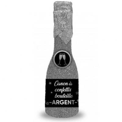 1 Petite bouteille canon lance confettis 5 x 16cm (Argent) REF/CACB16A