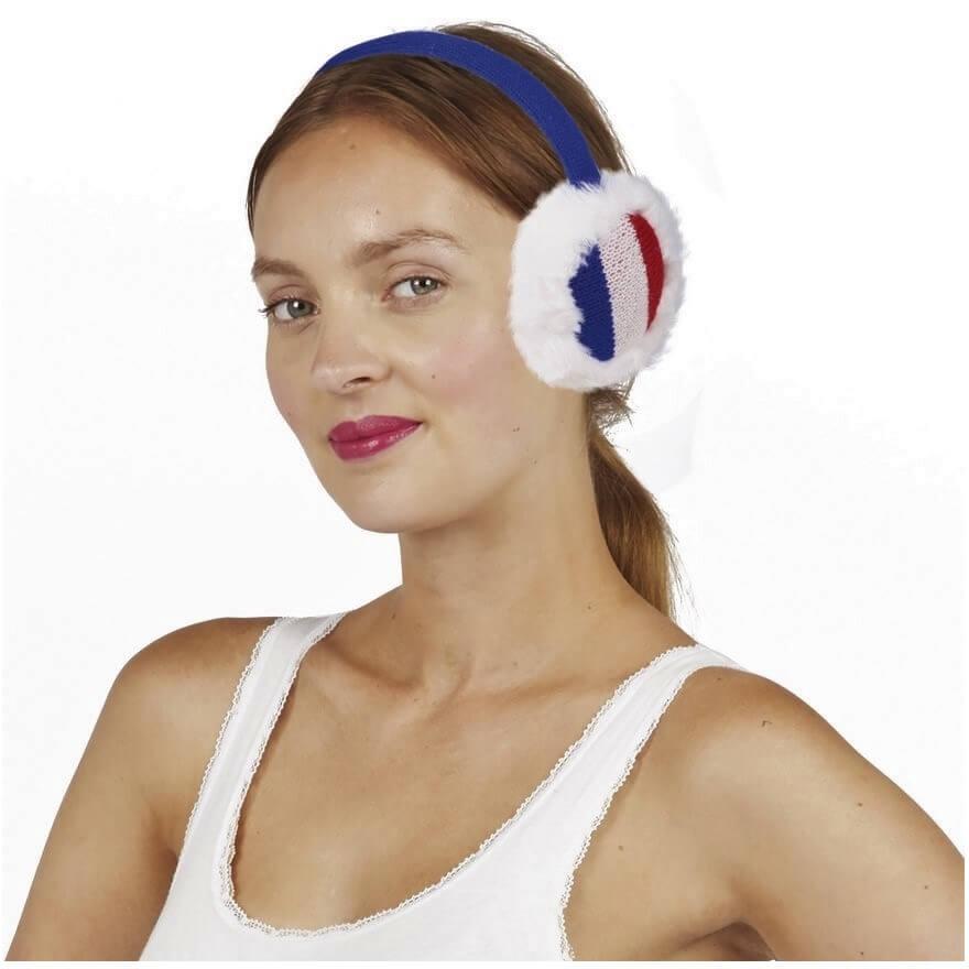 Cache oreille france tricolore bleu blanc et rouge