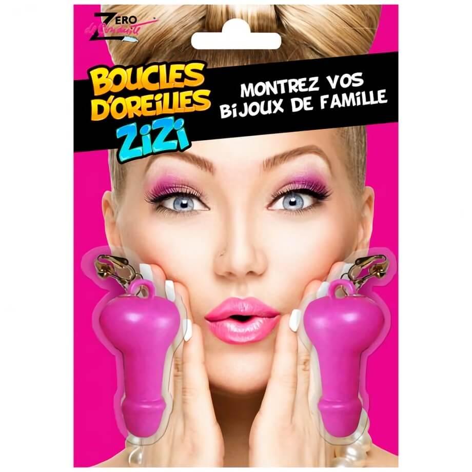 Cadeau adulte boucle d oreille zizi rose fuchsia