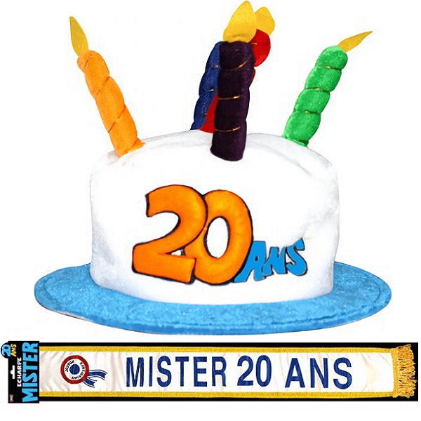 Cadeau écharpe et chapeau anniversaire 20ans R/CHA02-ECHB18H