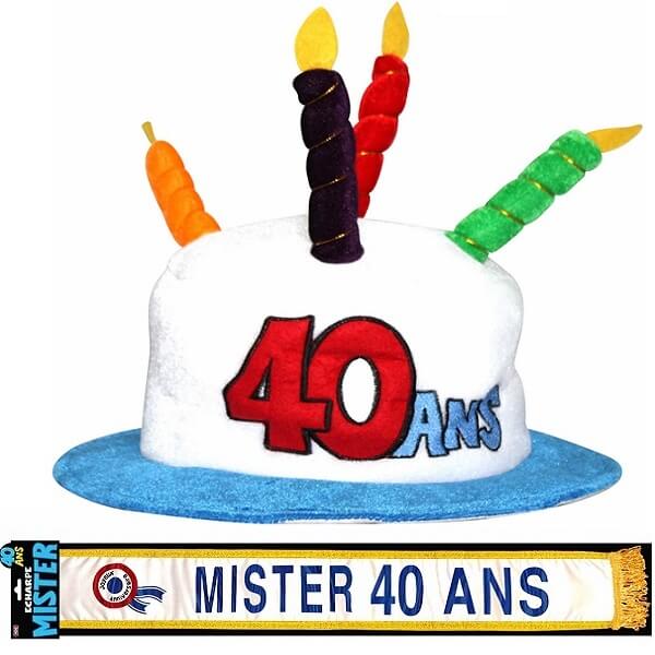 Cadeau écharpe et chapeau anniversaire 40ans R/CHA04-ECHB20H