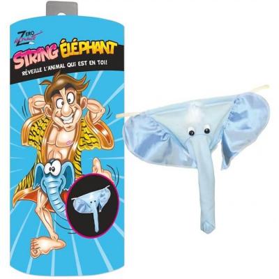 Cadeau adulte homme string elephant bleu