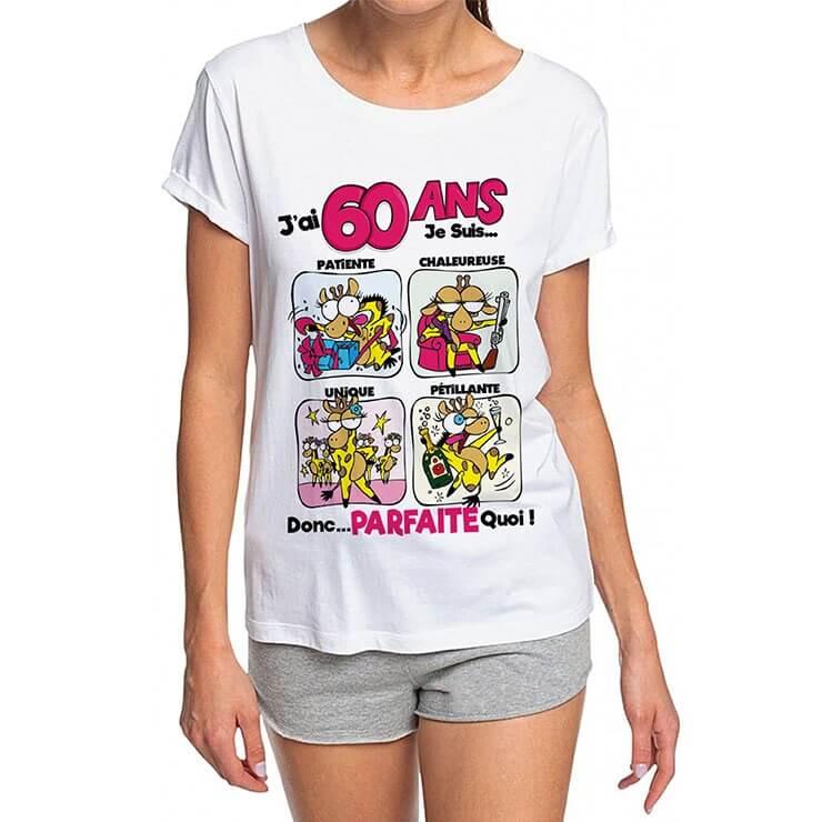 Cadeau anniversaire 60ans pour femme avec t shirt