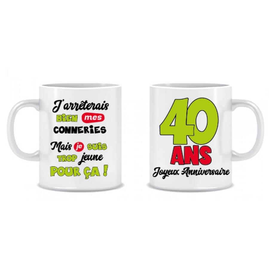 Anniversaire 40 Ans Humour Tasse Message Drôle Idée Cadeau