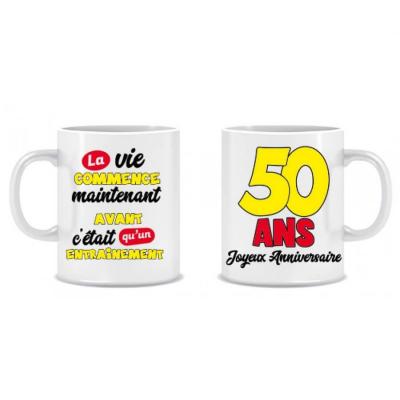 Cadeau humoristique avec mug anniversaire 50 ans (x1) REF/MUGA05