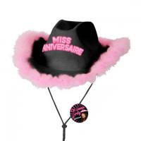 Cadeau chapeau miss anniversaire noir et rose fuchsia