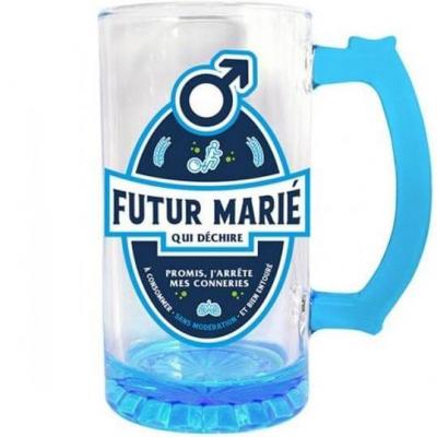 Cadeau chope a biere enterrement de vie de garcon bleu
