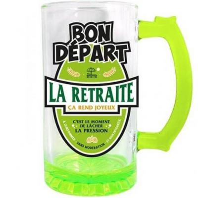 Chope à bière retraite vert 50cl pour cadeau (x1) REF/CBC11V