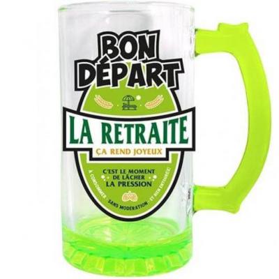 Cadeau chope a biere retraite vert