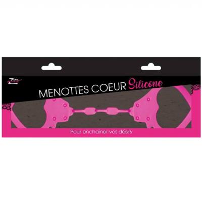 Cadeau fete menottes coeur rose fuchsia en solicone