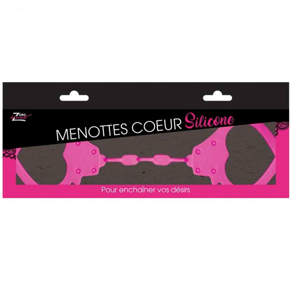 Cadeau de fete avec menottes coeur rose fuchsia en solicone