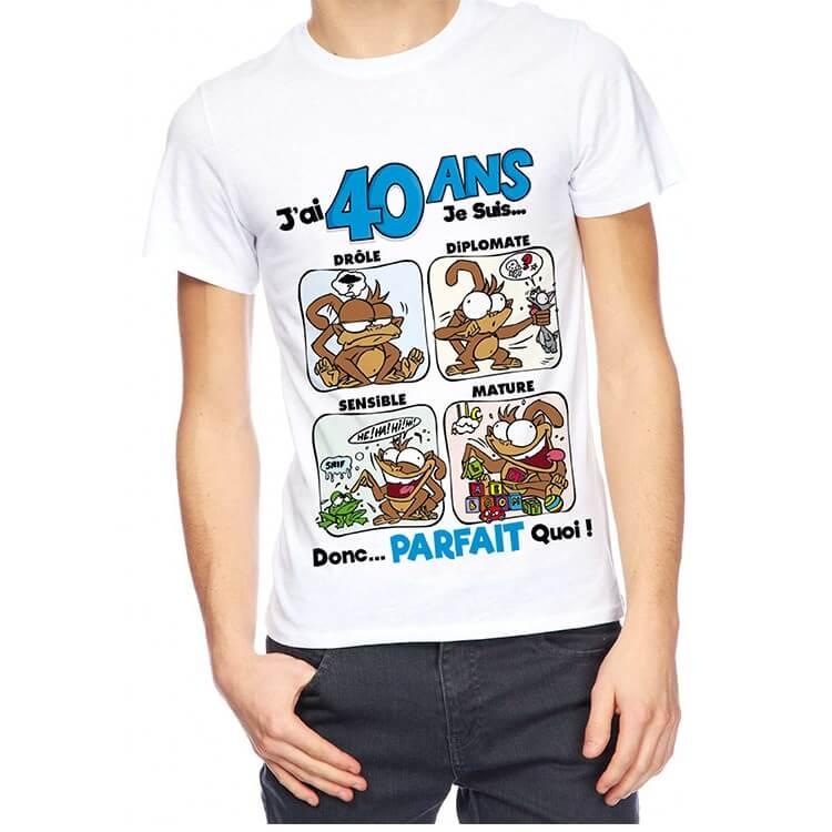 Tee shirt homme anniversaire 40 ans personnalisé