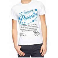 Cadeau de fete bapteme avec t shirt super parrain