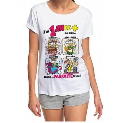 T-shirt anniversaire femme: 1an de plus (x1) REF/TSHS202