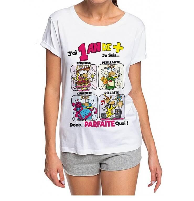Cadeau de fete pour femme avec t shirt joyeux anniversaire