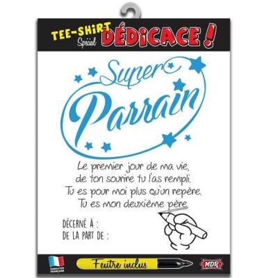 Cadeau de fete bapteme avec t shirt super marraine et parrain