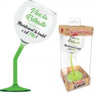 Cadeau de fete retraite adulte avec verre a pied humoristique