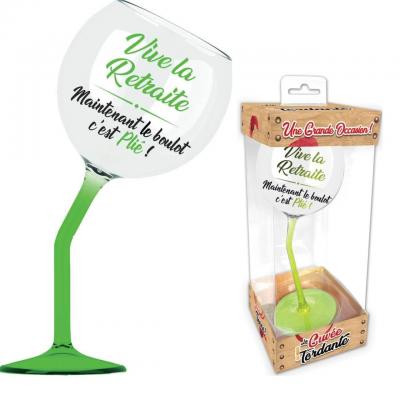 1 Verre à pied retraite 24.5cm REF/VVP09V Cadeau de fête humoristique adulte