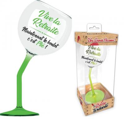 Cadeau de fete retraite adulte avec verre a pied humoristique