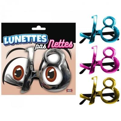 Lunettes métalliques 18 ans pour cadeau de fête anniversaire (x1) REF/LUNAM01