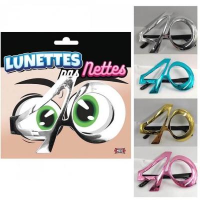 Lunettes métalliques 40 ans pour cadeau de fête anniversaire (x1) REF/LUNAM04