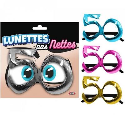 Lunettes métalliques 50 ans pour cadeau de fête anniversaire (x1) REF/LUNAM05