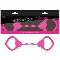 Cadeau fete menottes coeur rose fuchsia en solicone